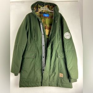 Adidas Olive Hooded Parka Coat